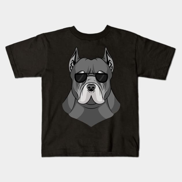 Cool Pitbull with Sunglasses Kids T-Shirt by KawaiiAttack